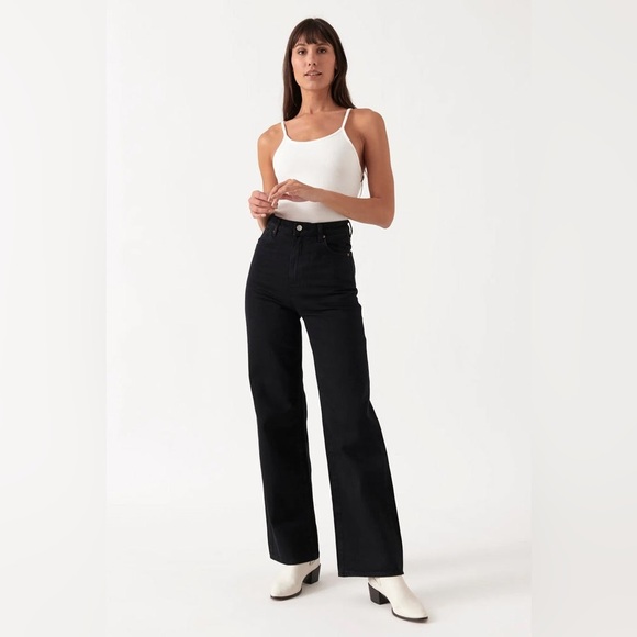 Rollas Heidi High Rise Loose Straight Jean Black 31 12 baggy grunge edgy punk - Picture 2 of 13